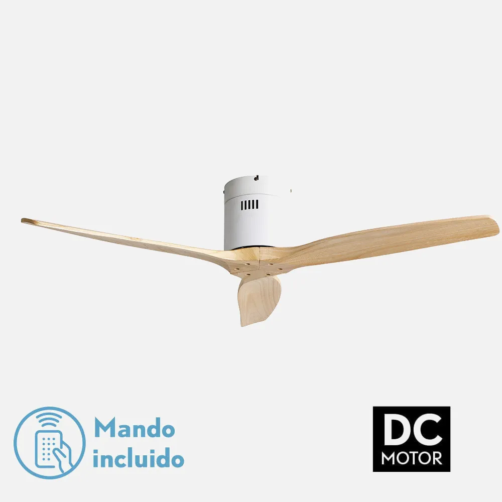128290368 - Ventilador Dc Aguilon Blanco 3 Aspas Haya 6 Vel Ocidades Sin Luz Remoto Y Temporiz.132d
