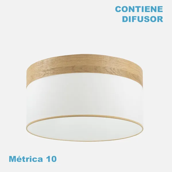 Pantalla Colgante Cloe M10 Blanca/madera-clara 50dx50dx22h Difusor Incluido