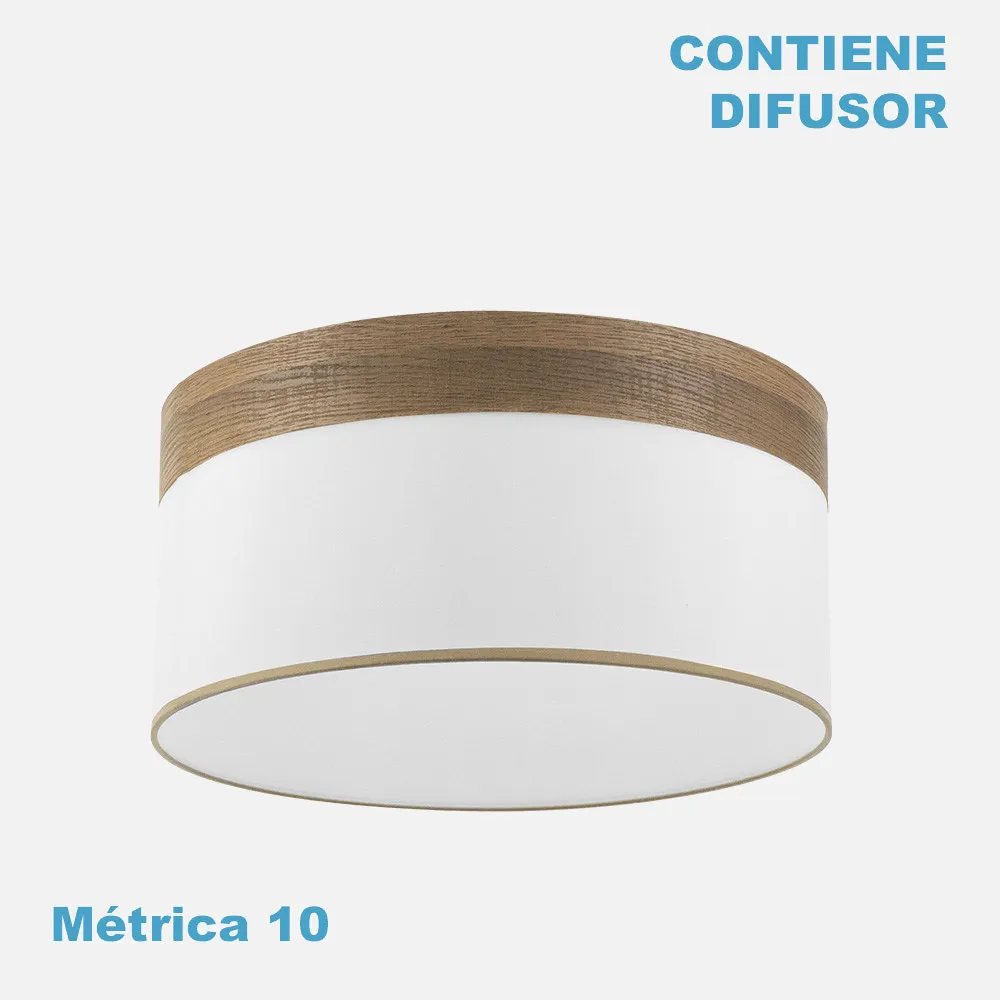 99.PA-175495084 - Pantalla Colgante Cloe M10 Blanca/madera-oscura 50dx50dx22h Difusor Incluido