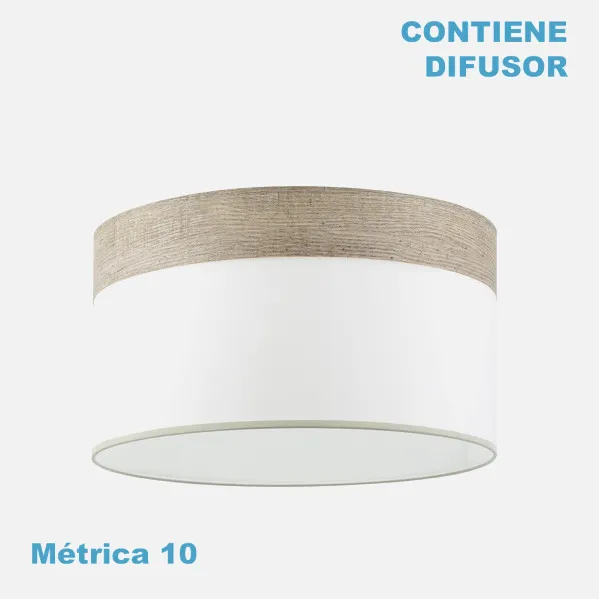 Pantalla Colgante Cloe M10 Blanca/madera-gris 50dx50dx22h Difusor Incluido