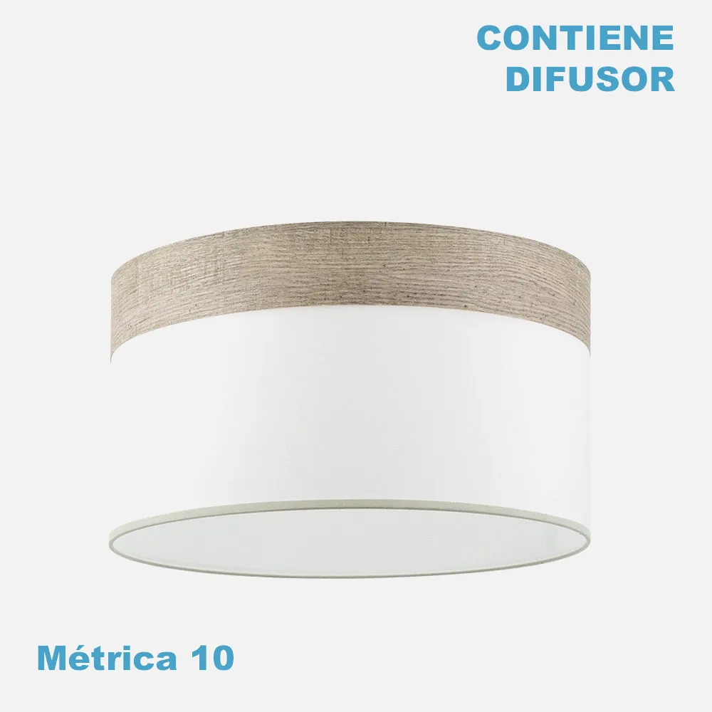 99.PA-175495083 - Pantalla Colgante Cloe M10 Blanca/madera-gris 50dx50dx22h Difusor Incluido
