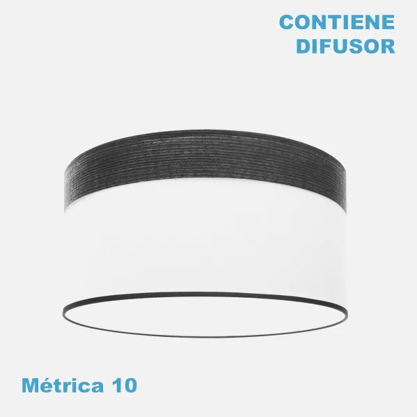 Pantalla Colgante Cloe M10 Blanca/madera-negra 50dx50dx22h Difusor Incluido
