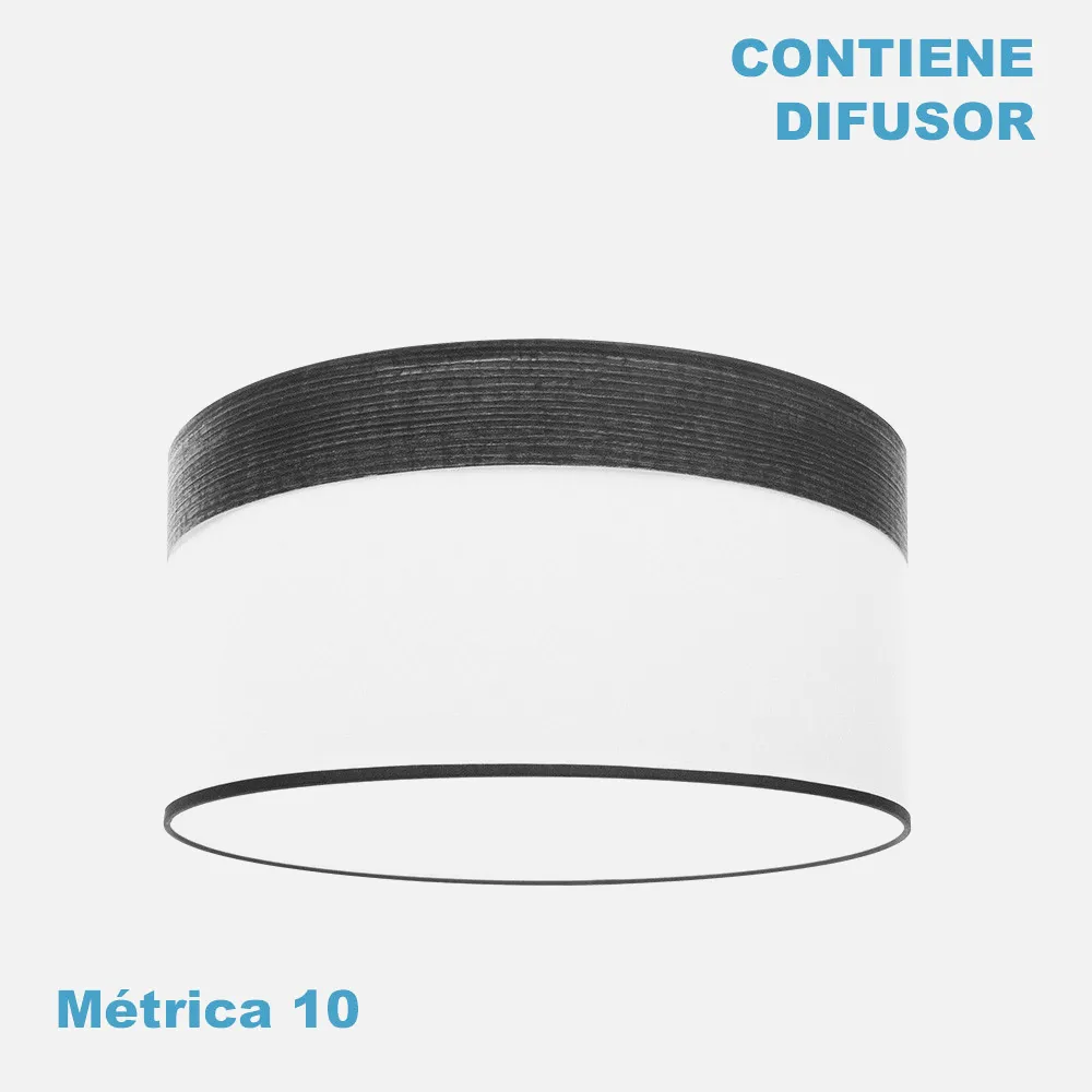 99.PA-175495009 - Pantalla Colgante Cloe M10 Blanca/madera-negra 50dx50dx22h Difusor Incluido