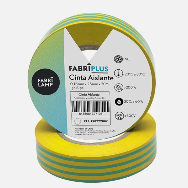 Rollo Cinta Aislante Ancha Verde/amarill 25mmx20m  Pvc Para Electricista Flexible, Duradera