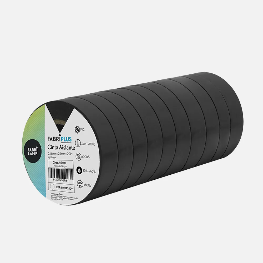 Rollo Cinta Aislante Ancha Pvc Negra 25mmx20m  Para Electricista Flexible Y Duradera
