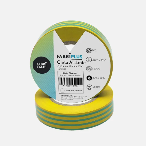 Roll Tape Aislante Pvc Green/yellow 19mmx20m  For Flexible And Durable Electrician