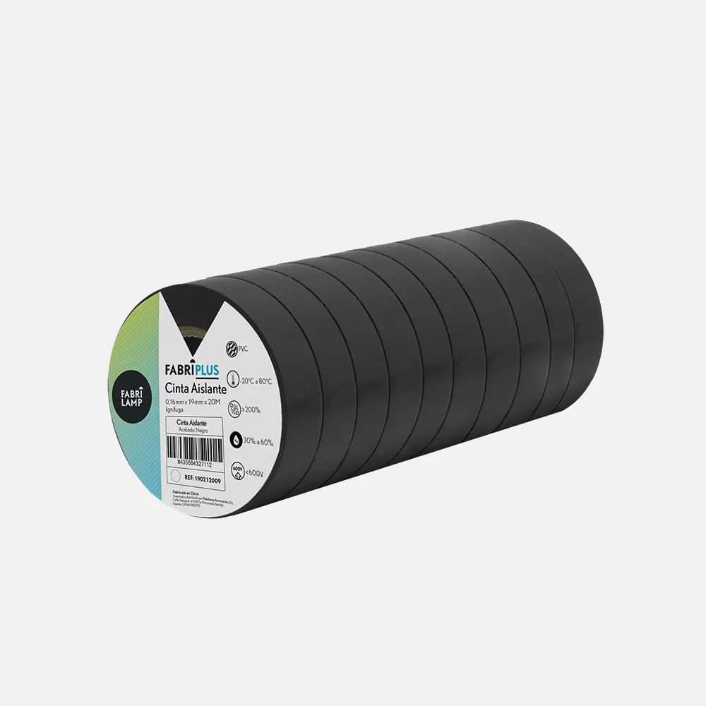 Rollo Cinta Aislante Pvc Negra 19mmx20m Para Elec Tricista Flexible Y Duradera