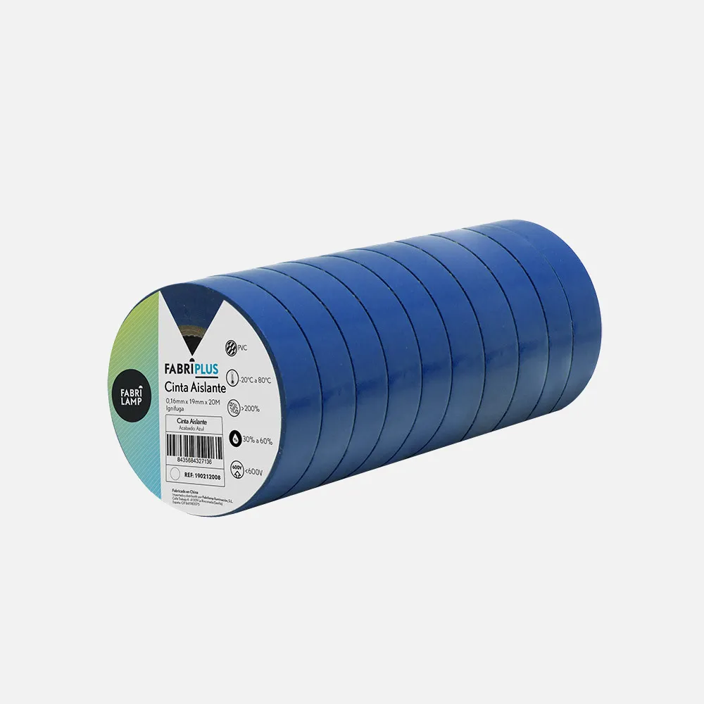 Rollo Cinta Aislante Pvc Azul 19mmx20m Para Electr Icista Flexible Y Duradera