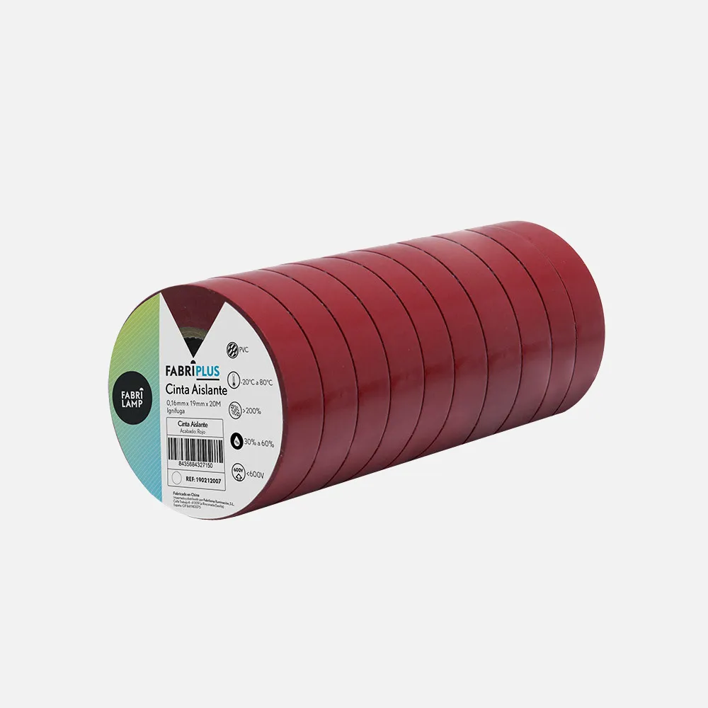 Rollo Cinta Aislante Pvc Rojo 19mmx20m Para Electr Icista Flexible Y Duradera