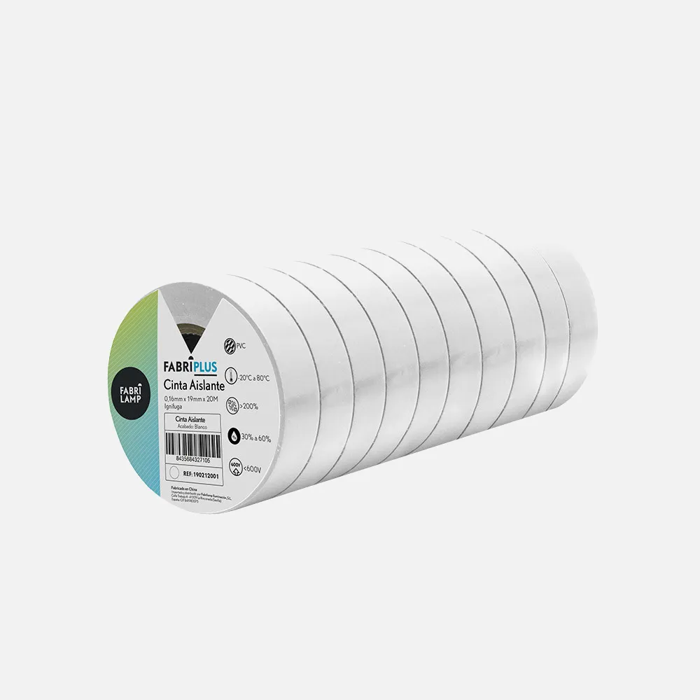 Rollo Cinta Aislante Pvc Blanca 19mmx20m Para Elec Tricista Flexible Y Duradera