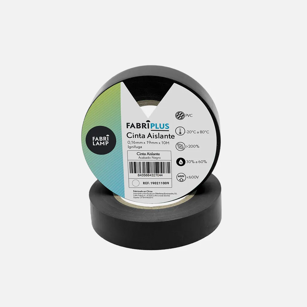 190211009 - Rollo Cinta Aislante Pvc Negra 19mmx10m Para Electricista Flexible Y Duradera