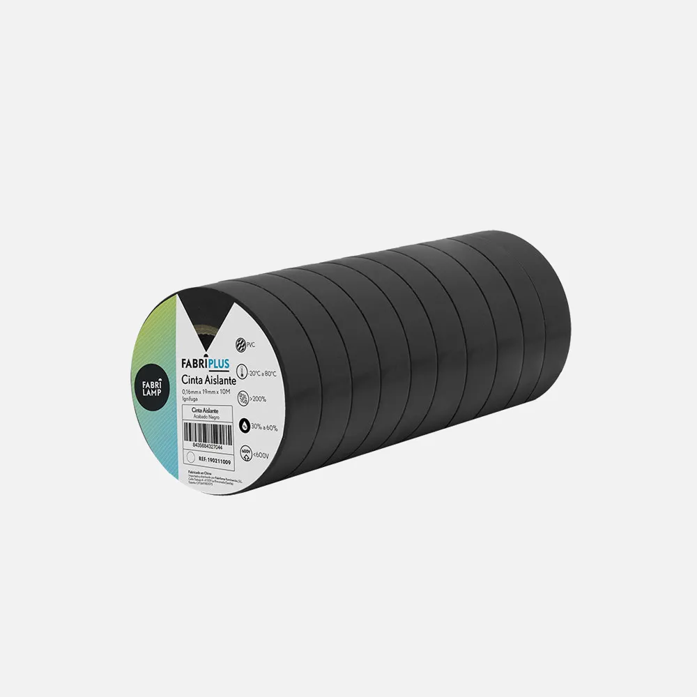 Rollo Cinta Aislante Pvc Negra 19mmx10m Para Elec Tricista Flexible Y Duradera