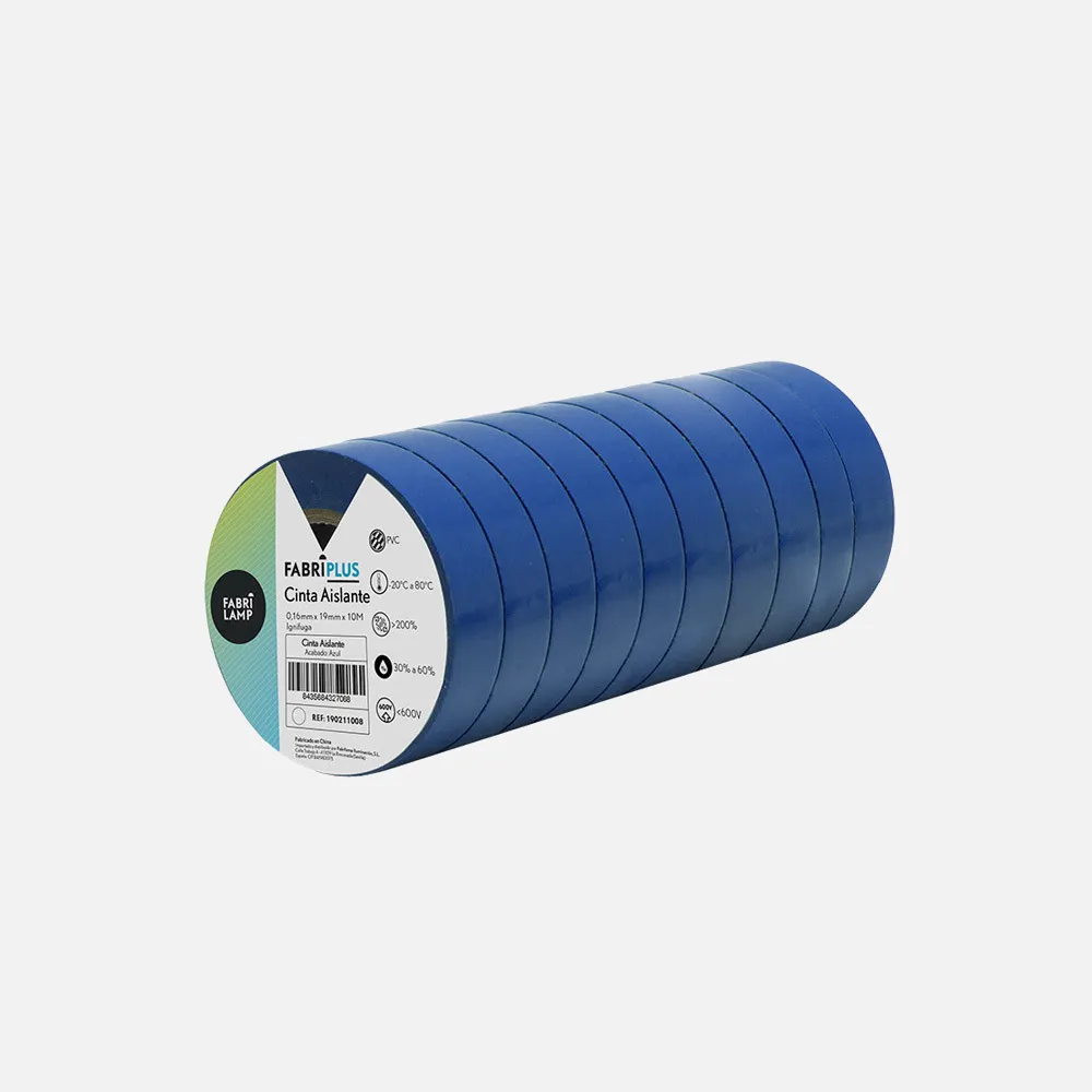 Rollo Cinta Aislante Pvc Azul 19mmx10m Para Electr Icista Flexible Y Duradera