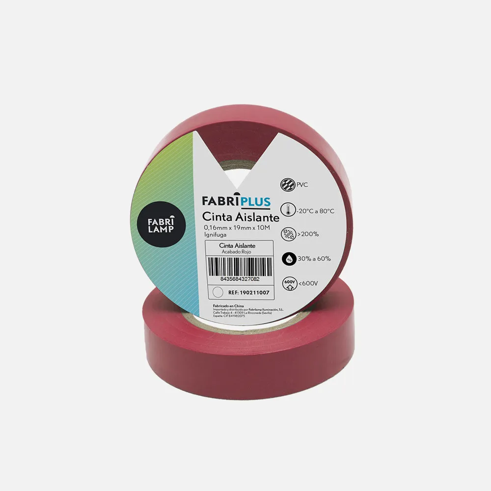 190211007 - Rollo Cinta Aislante Pvc Rojo 19mmx10m Para Electricista Flexible Y Duradera