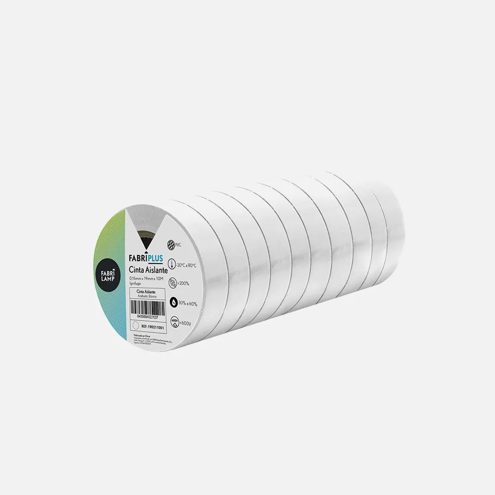 Rollo Cinta Aislante Pvc Blanca 19mmx10m Para Elec