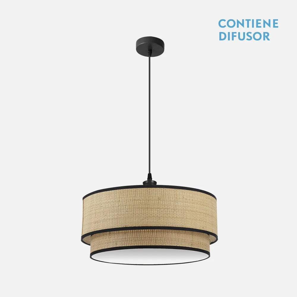 172896009 - Colgante Roque 3xe27 Natural/negro Regx60x60 Cm