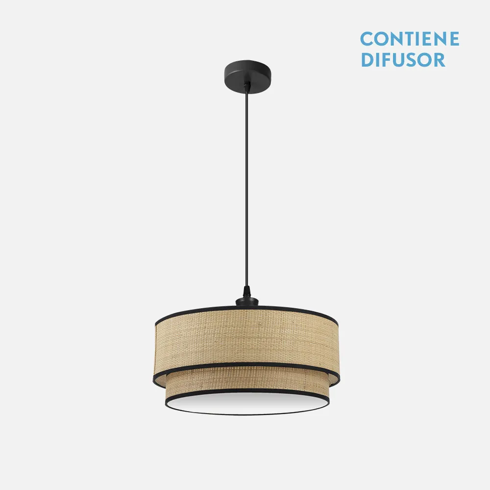 172895009 - Colgante Roque 2xe27 Natural/negro Regx50x50 Cm
