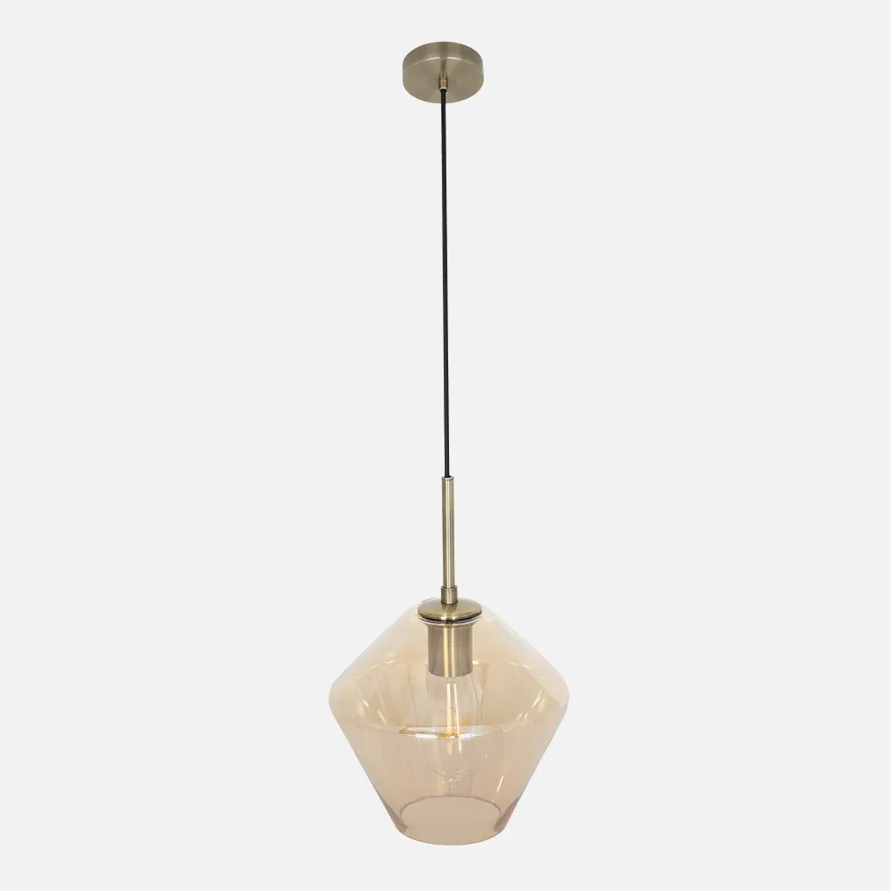Colgante Pinap 1xe27 Cuero/ambar Regx23x23 Cm