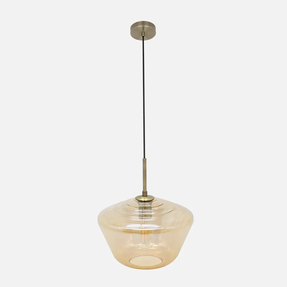 Colgante Pinap 1xe27 Cuero/ambar Regx30x30 Cm