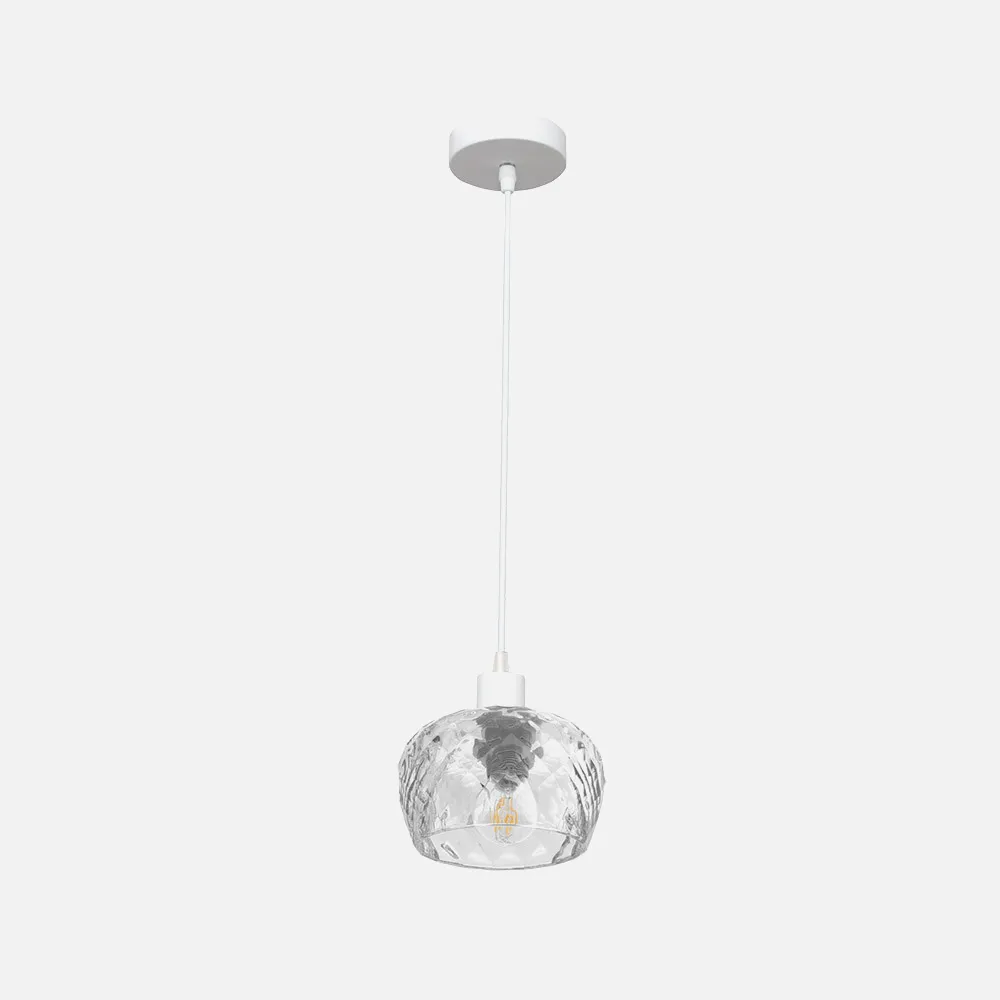 Colgante Estela 1xe27 Blanco Regx13x13 Cm C/tulipa Cristal Tallado Transparente