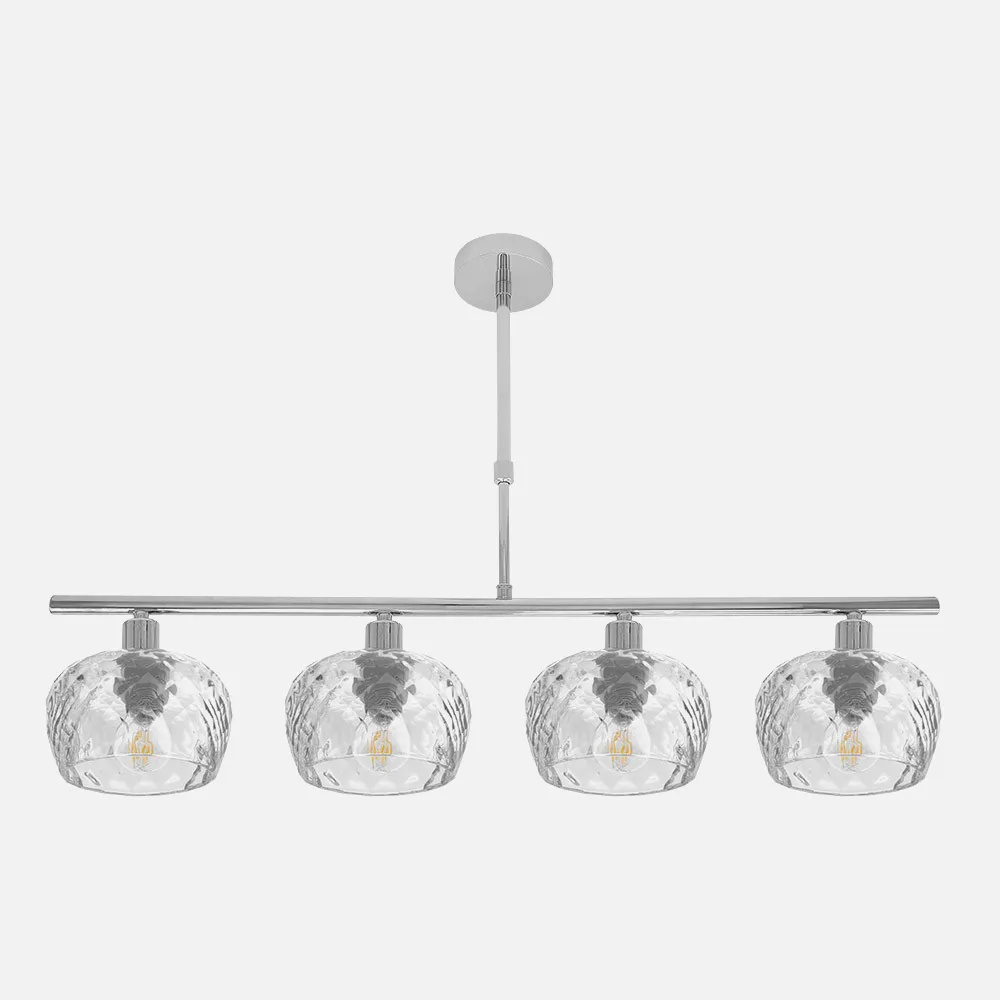 196854020 - Lampara Estela 4xe14 Cromo Regx75x13 Cm C/tulipas Cristal Tallado Transparente