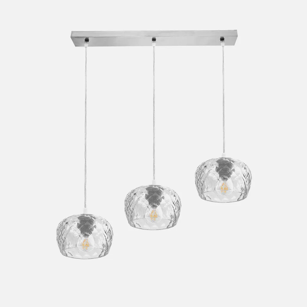 196893020 - Regleta Estela 3xe27 Cromo Regx65x13 Cm C/tulipas Cristal Tallado Transparente