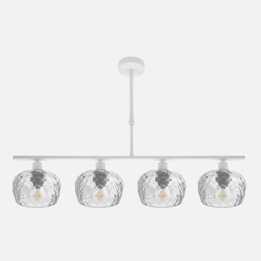 196854001 - Lampara Estela 4xe14 Blanca Regx75x13 Cm C/tulipas Cristal Tallado Transparente