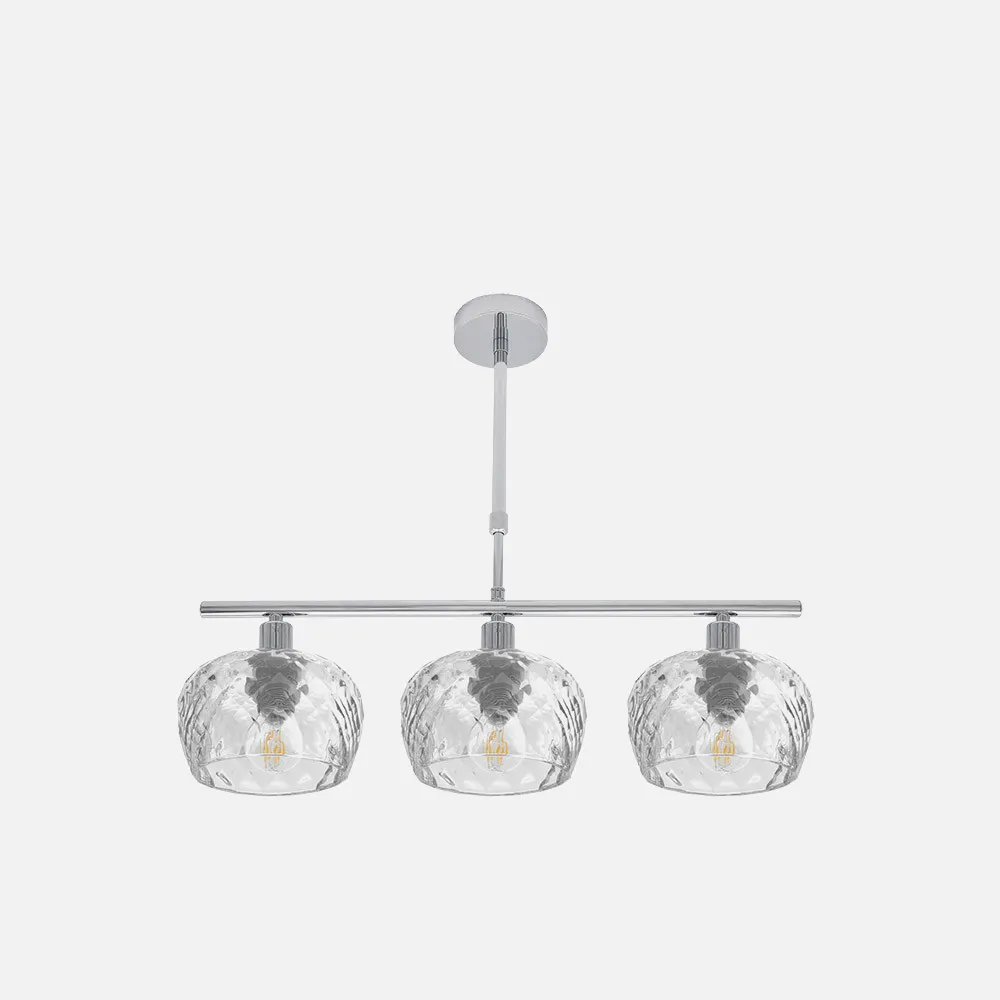 196853020 - Lampara Estela 3xe14 Cromo Regx55x13 Cm C/tulipas Cristal Tallado Transparente