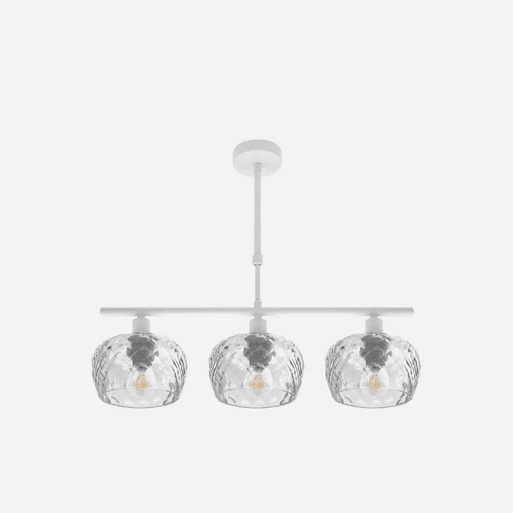 196853001 - Lampara Estela 3xe14 Blanca Regx55x13 Cm C/tulipas Cristal Tallado Transparente
