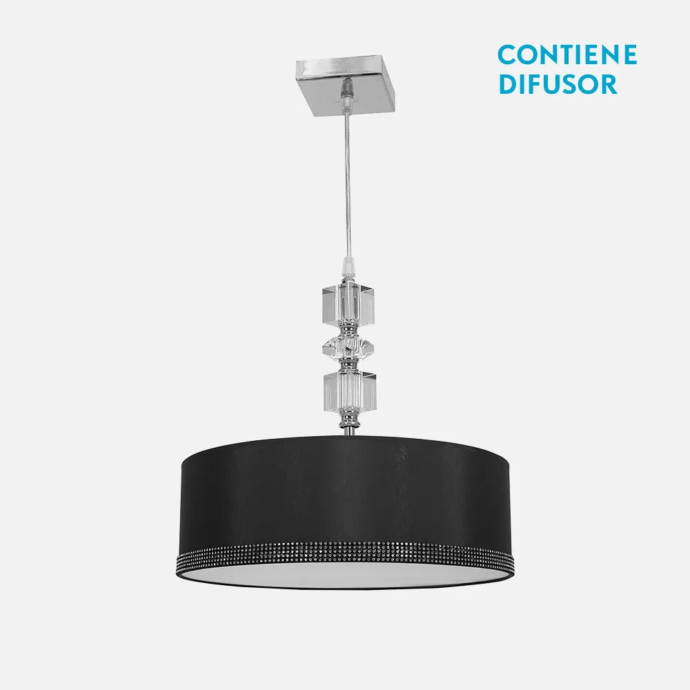 Colgante Siros 2xe27 Cromo/negro Regx45x45 Cm Difusor Incluido