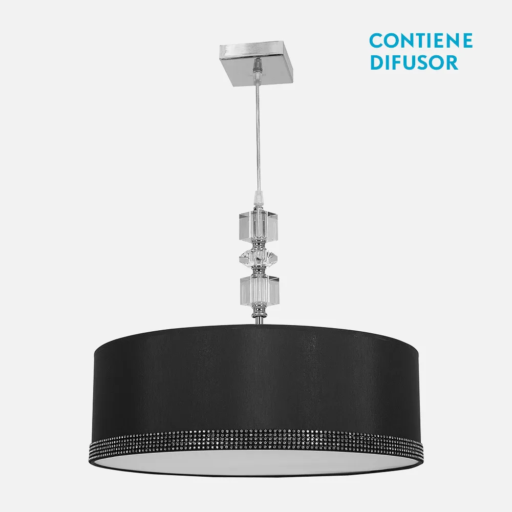 Colgante Siros 2xe27 Cromo/negro Regx60x60 Cm Difusor Incluido