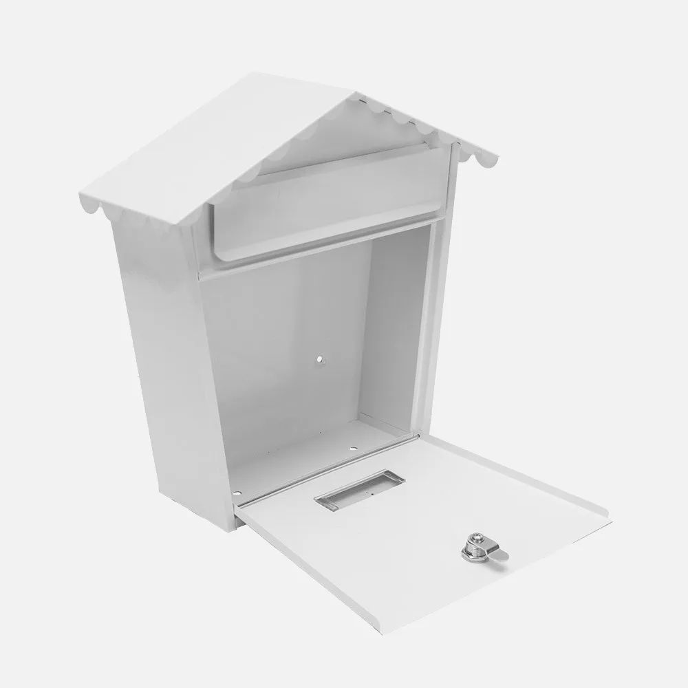 Buzon De Correo Olena Acero Galvanizado Blanco 37x36x13,5 Cm Tejado Antilluvia, Cerradura Cilindrica