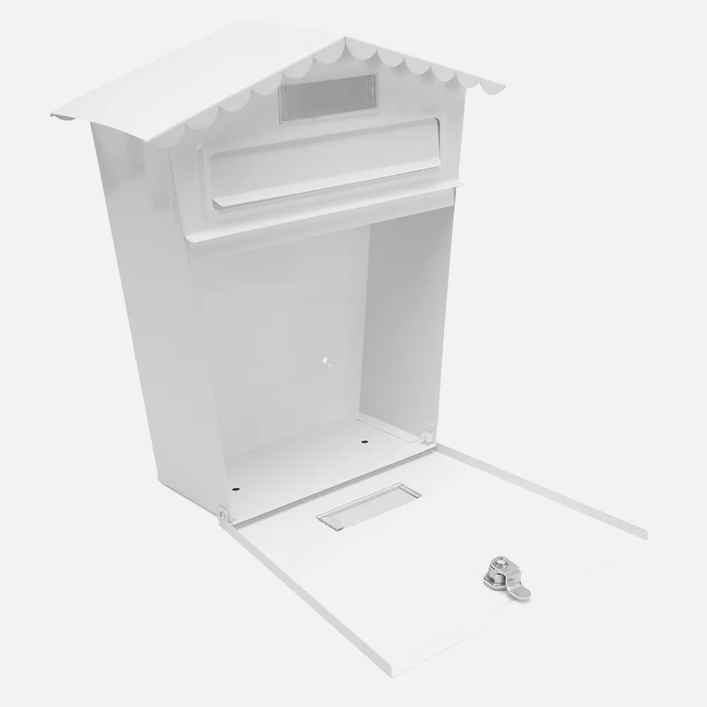 Buzon De Correo Frida Acero Galvanizado Blanco 36x32x10 Cm Tejado Antilluvia, Ventana Visualizacion