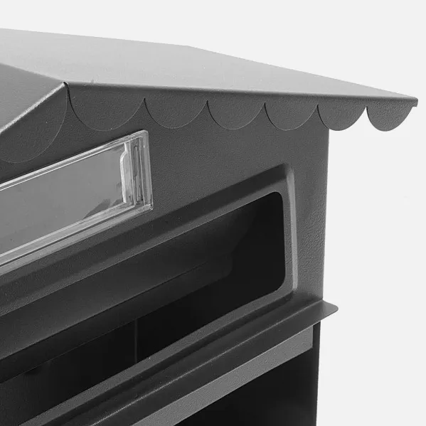 Buzon De Correo Frida Acero Galvanizado Negro 36x32x10 Cm Tejado Antilluvia, Ventana Visualizacion