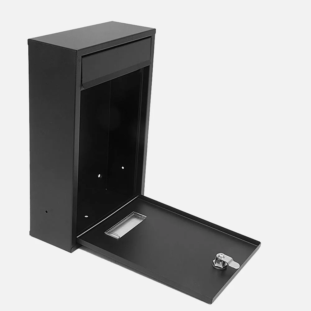 Buzon De Correo Larissa Acero Galvanizado Negro 32x21,5x8,5 Cm Cerradura Cilindrica Antilluvia