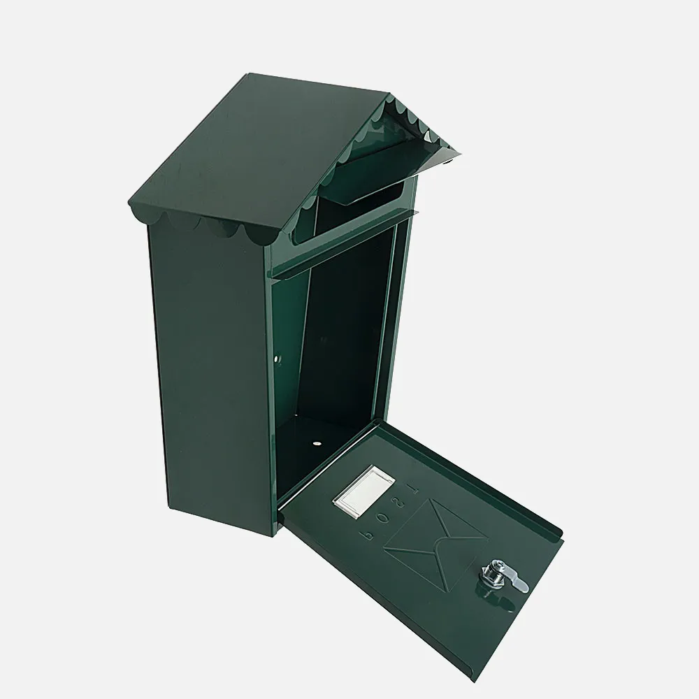 Buzon De Correo Olena Acero Galvanizado Verde 37x36x13,5 Cm Tejado Antilluvia, Cerradura Cilindrica