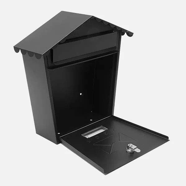 Mailbox Of Post Olena Steel Galvanised Black 37x36x13,5 Cm Roof Antilluvia, Lock Cylindrical