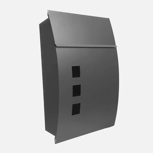 Buzon De Correo Mate Acero Galvanizado Gris 45x31x10 Cm De Diseño Antilluvia, Cerradura Cilindrica