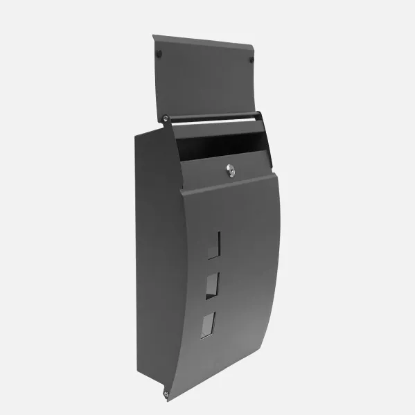 Buzon De Correo Mate Acero Galvanizado Gris 45x31x10 Cm De Diseño Antilluvia, Cerradura Cilindrica