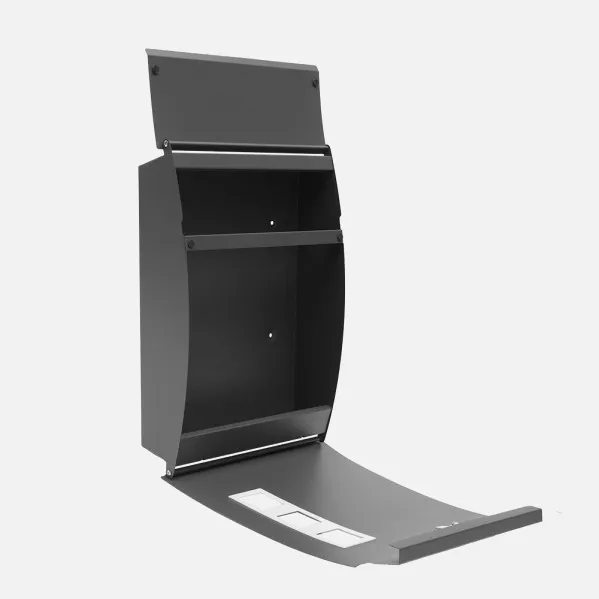 Buzon De Correo Mate Acero Galvanizado Gris 45x31x10 Cm De Diseño Antilluvia, Cerradura Cilindrica
