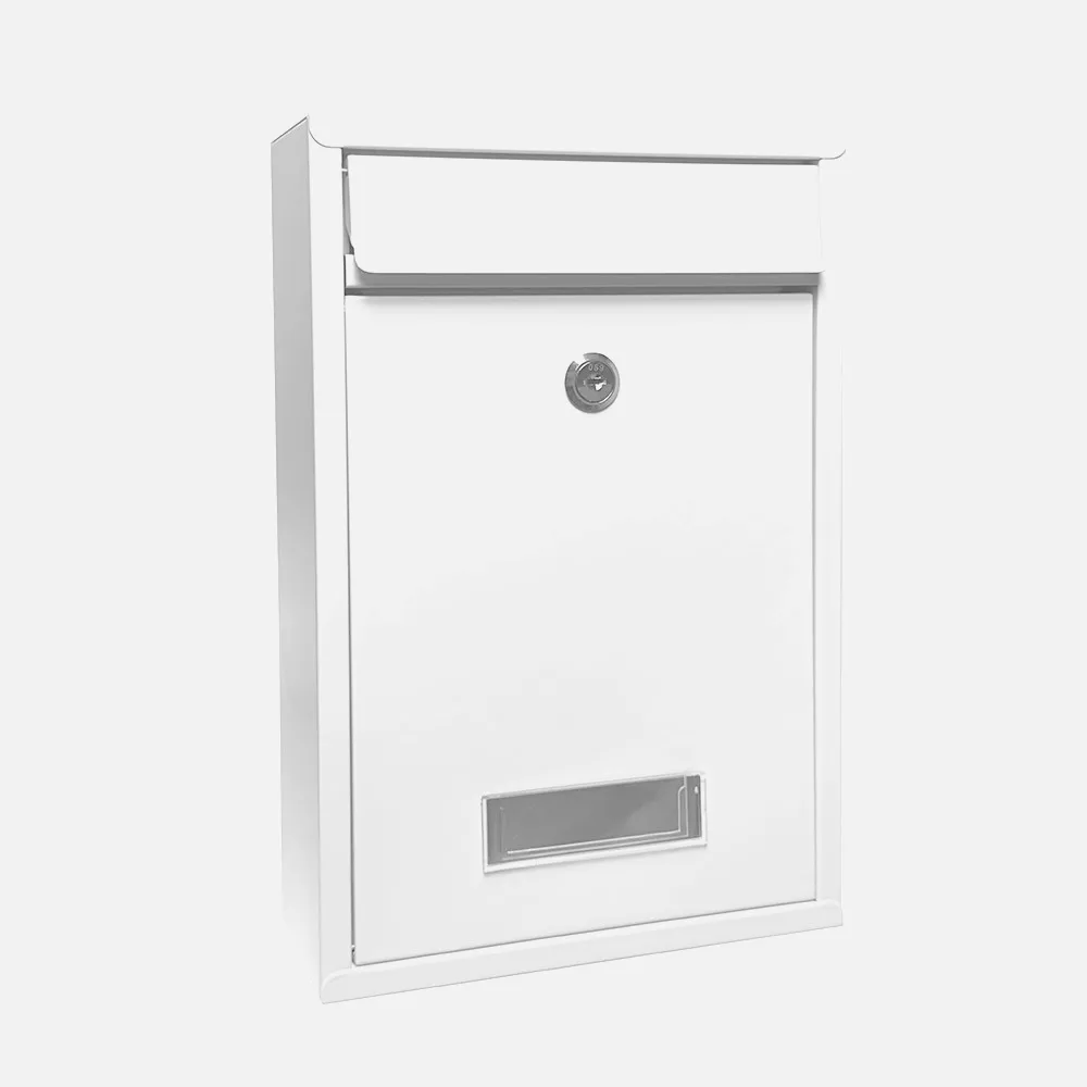 Buzon De Correo Larissa Acero Galvanizado Blanco 32x21,5x8,5 Cm Cerradura Cilindrica Antilluvia
