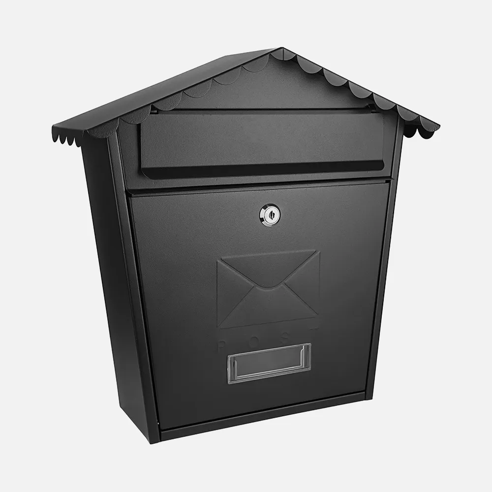 189501009 - Mailbox Of Post Olena Steel Galvanised Black 37x36x13,5 Cm Roof Antilluvia, Lock Cylindrical