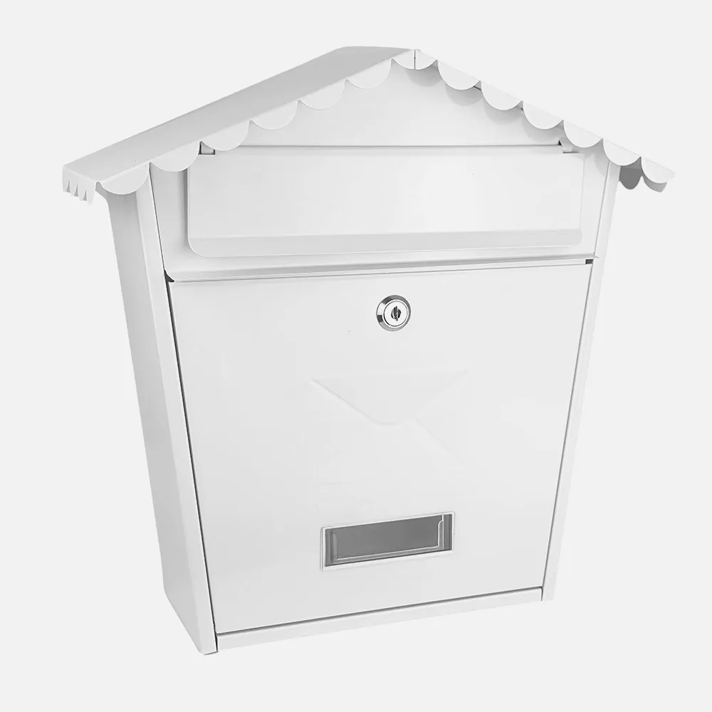 189501001 - Buzon De Correo Olena Acero Galvanizado Blanco 37x36x13,5 Cm Tejado Antilluvia, Cerradura Cilindrica