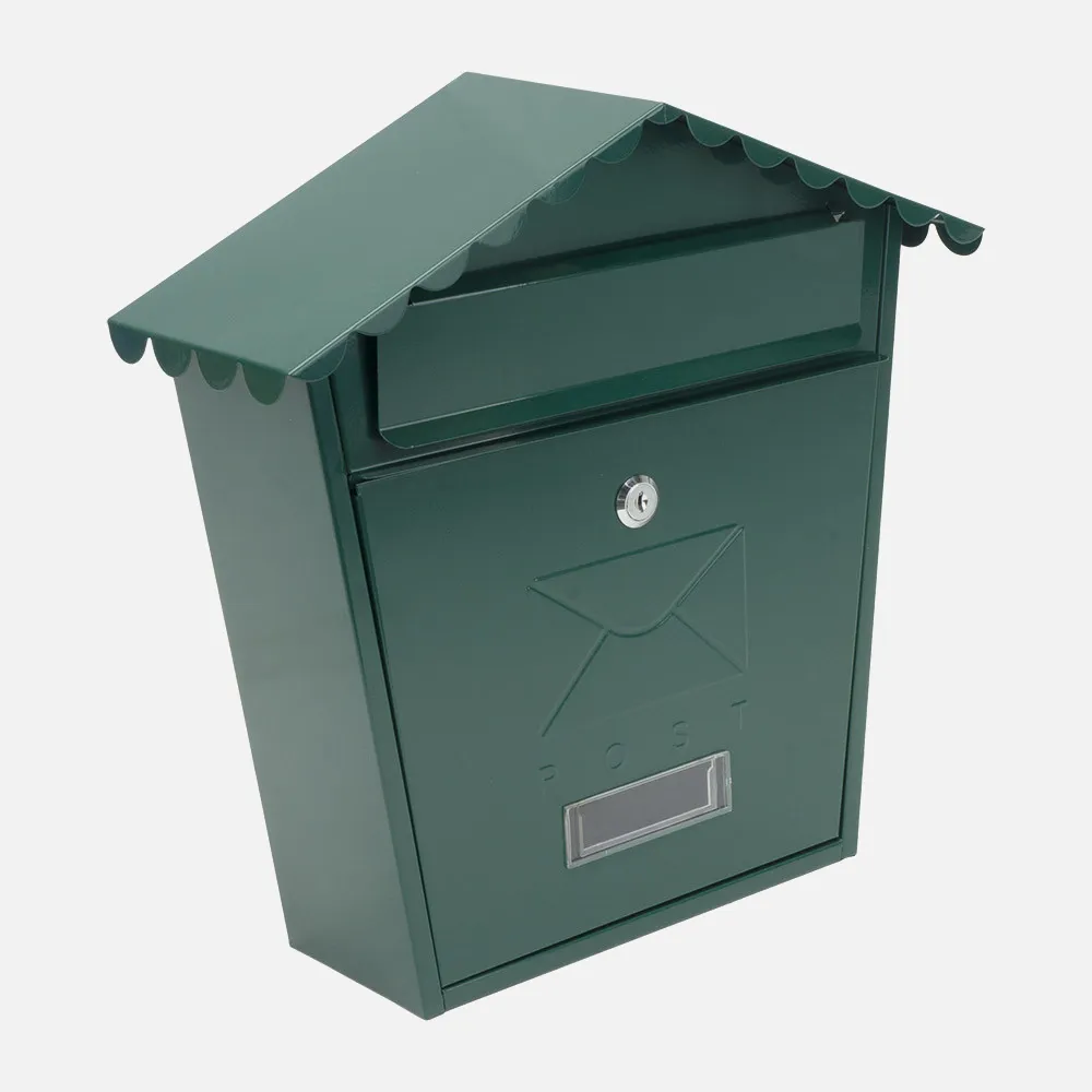 189501006 - Buzon De Correo Olena Acero Galvanizado Verde 37x36x13,5 Cm Tejado Antilluvia, Cerradura Cilindrica