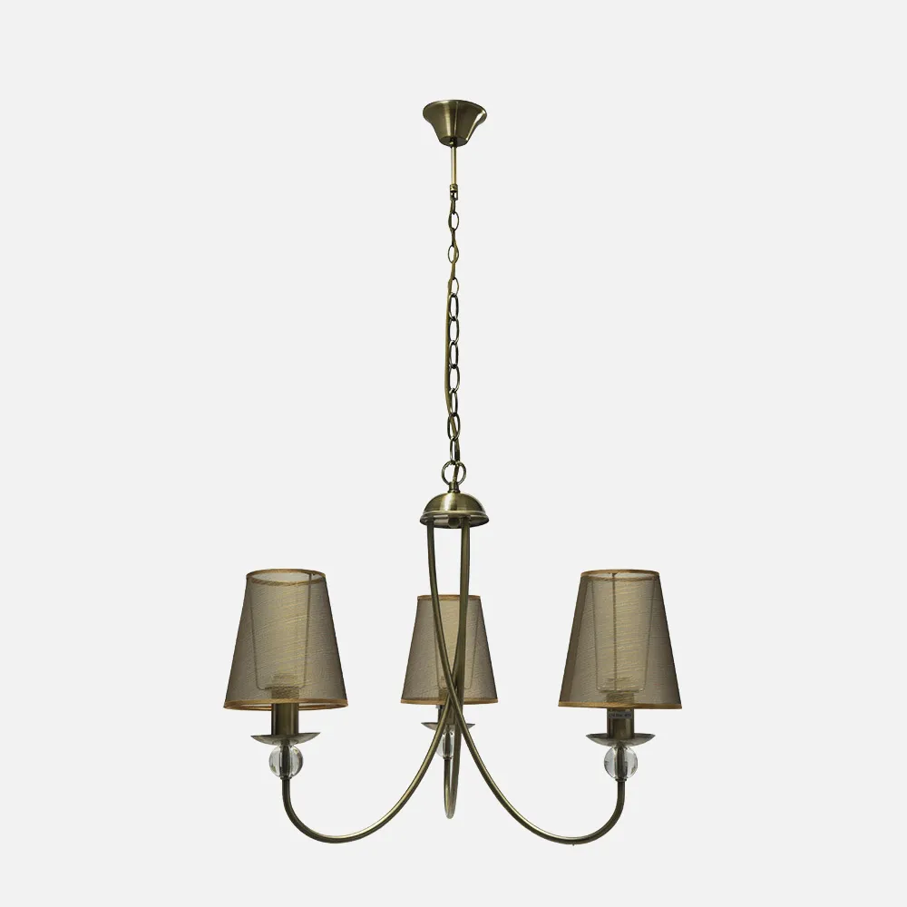 Lampara Serie Vermont Cuero/oro 3xe14 Regx53x53 Cm