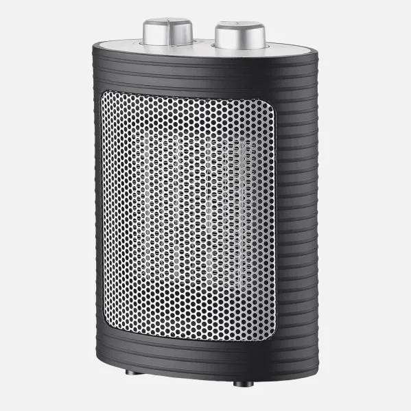 Fan Heater Ceramic 1500w Black/Silver 3 Functions 2 Powers Therm.reg.Tip-over Protection 22x15x9 Cm