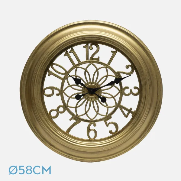 Reloj De Pared Kumico Oro 58d Agujas Retro Industrial Gran Tamaño 