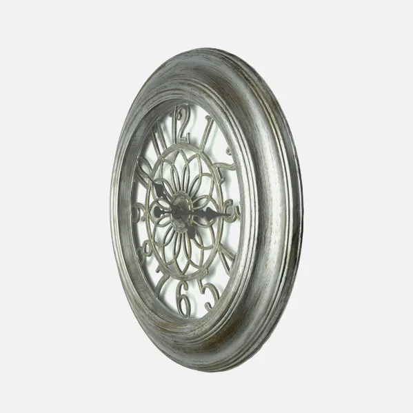 Reloj De Pared Kumico Plata 58d Agujas Retro Industrial Gran Tamaño 