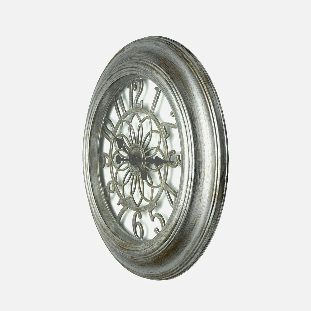 Reloj De Pared Kumico Plata 58d Agujas Retro Industrial Gran Tamaño 