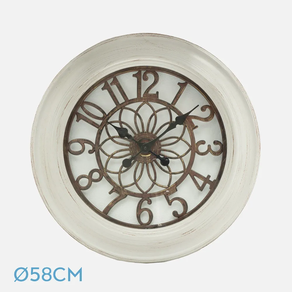 192710001 - Reloj De Pared Kumico Blanco 58d Agujas Retro Industrial Gran Tamaño 